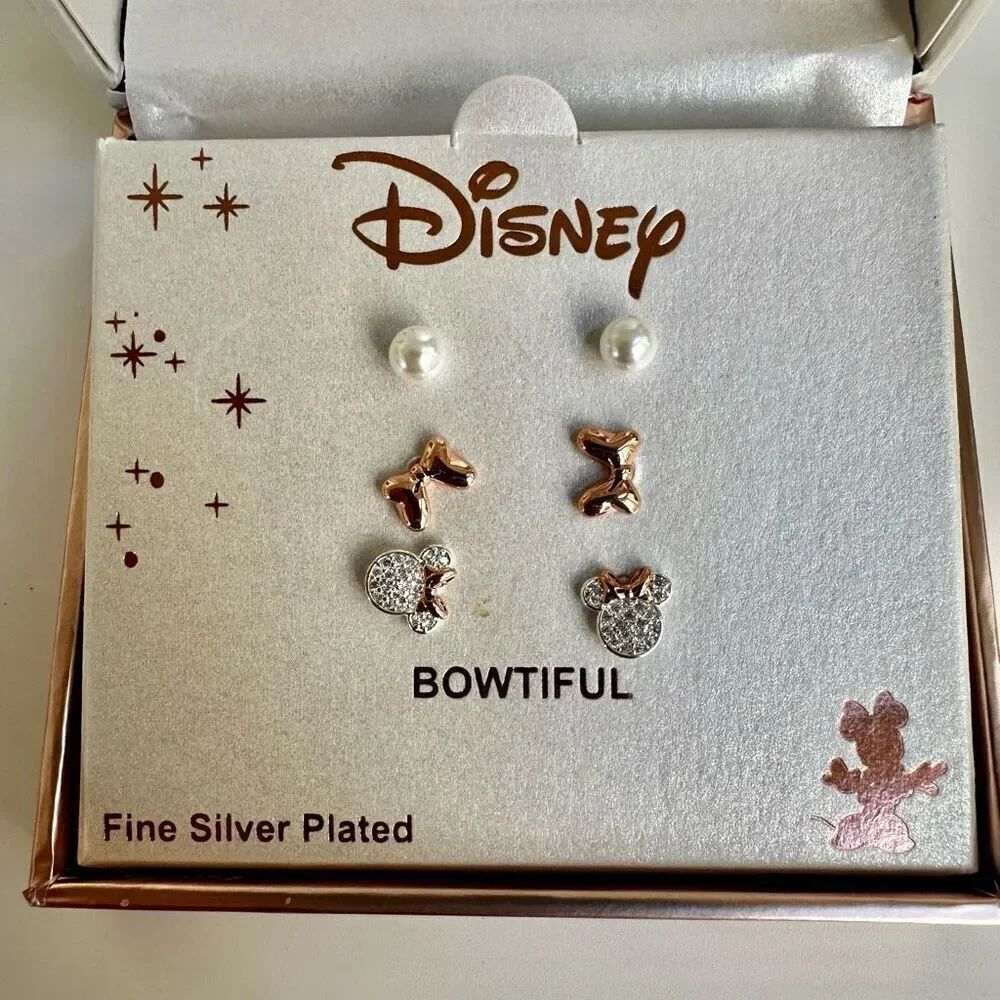 Disney Bowtiful Set of 3 post earrings New in box set